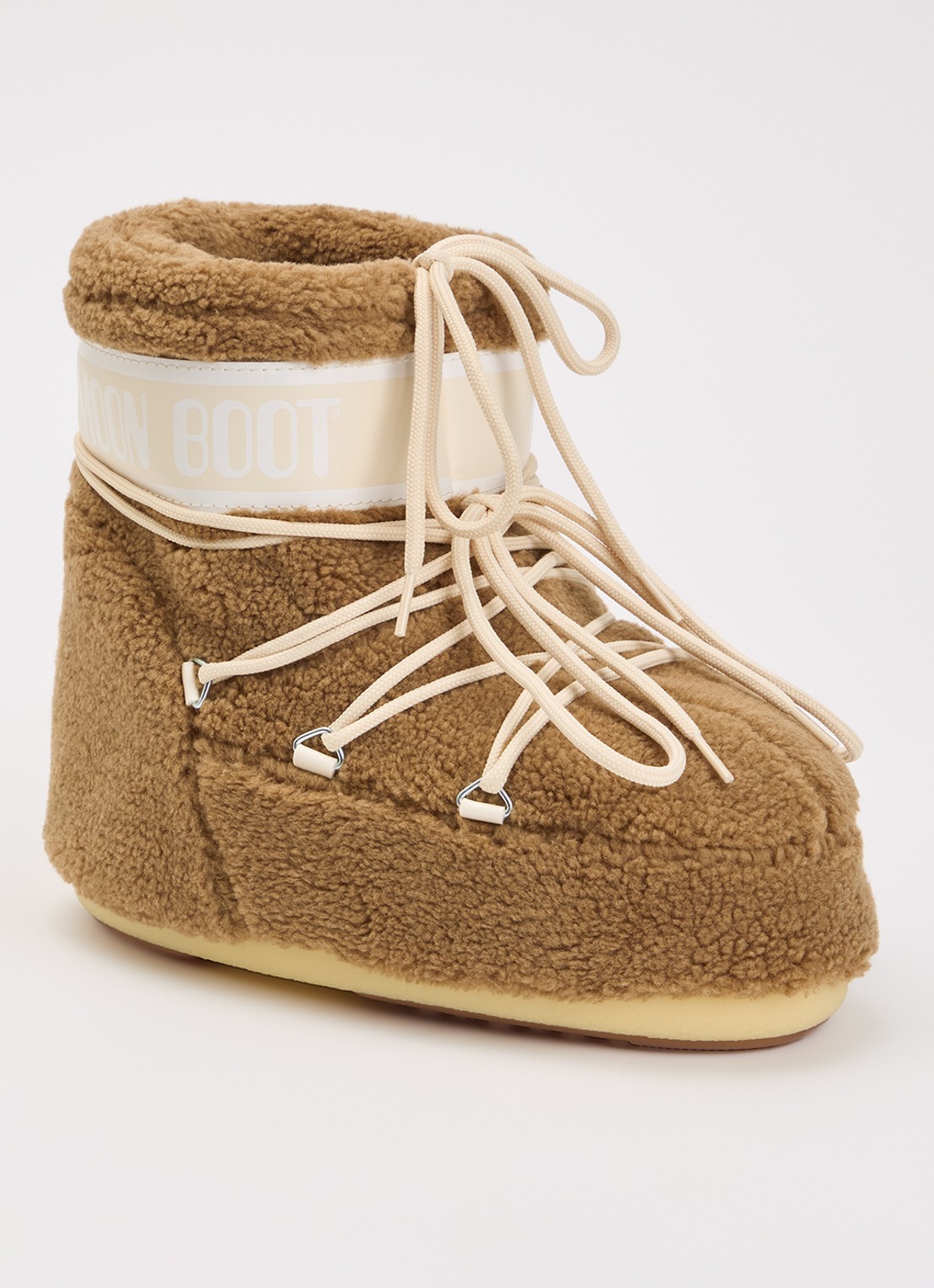 Moon Boot Icon Low Fleece snowboot van teddy - voorkant 4 lichtbruin