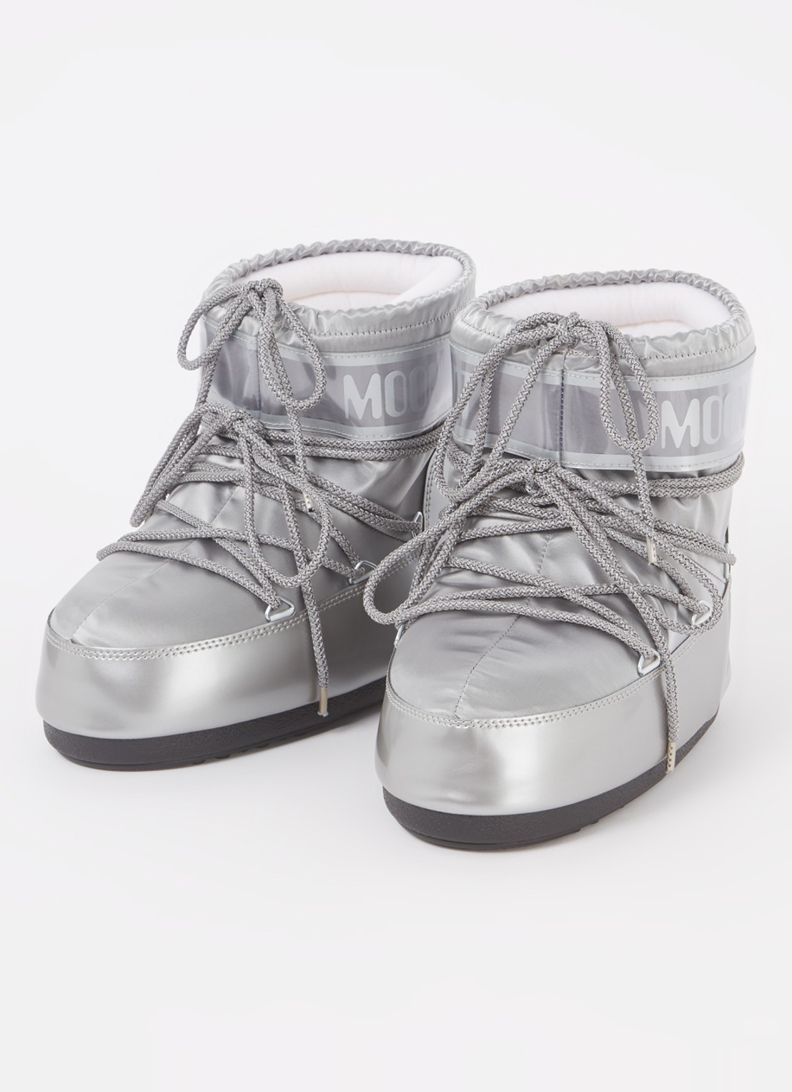 Moon Boot Icon Low Glance snowboot met waterafstotende coating en metallic finish - detail 3 lichtgrijs