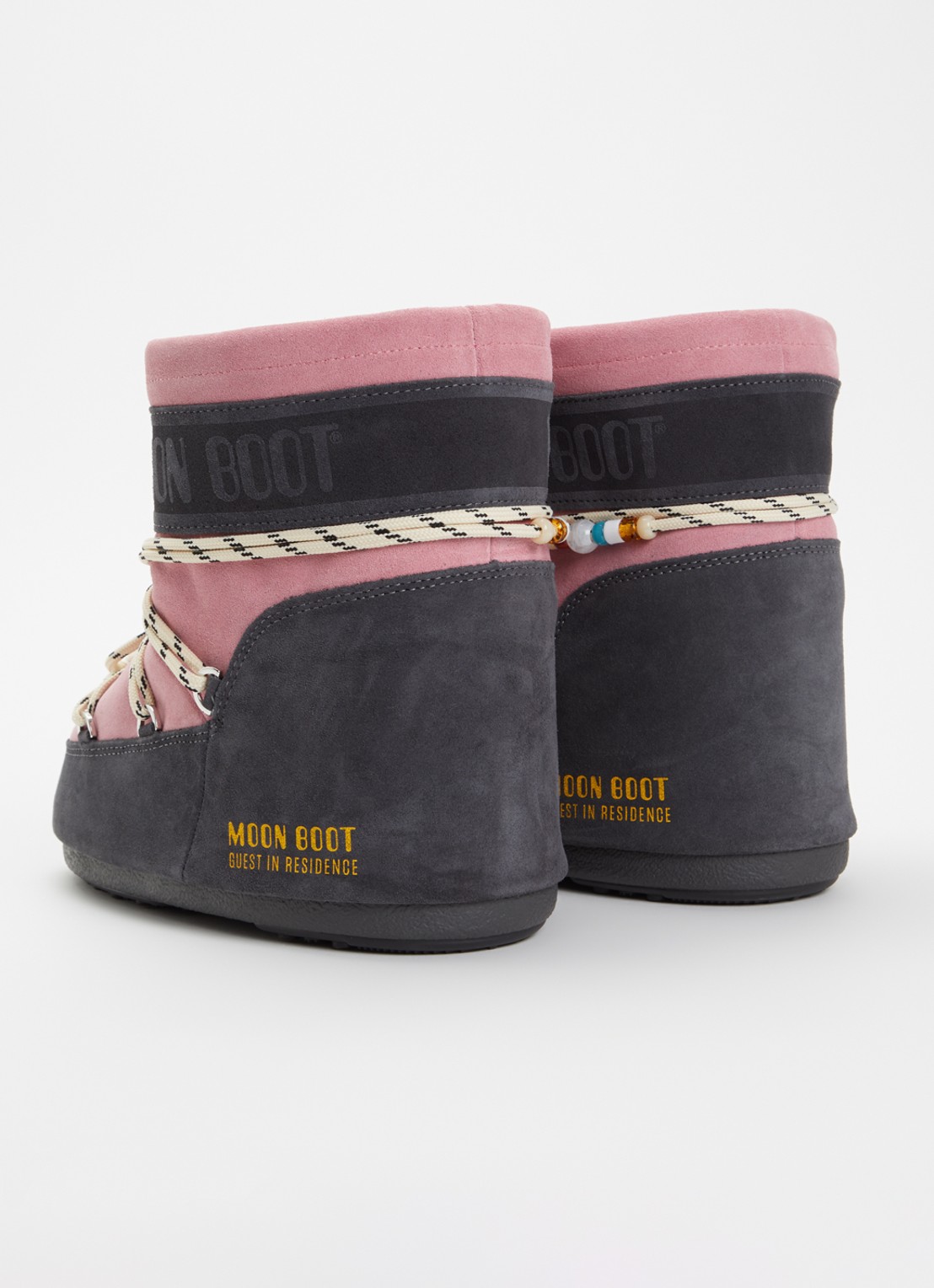 Moon Boot Icon Low snowboot van suède met kralendecoratie - achterkant 4 roze