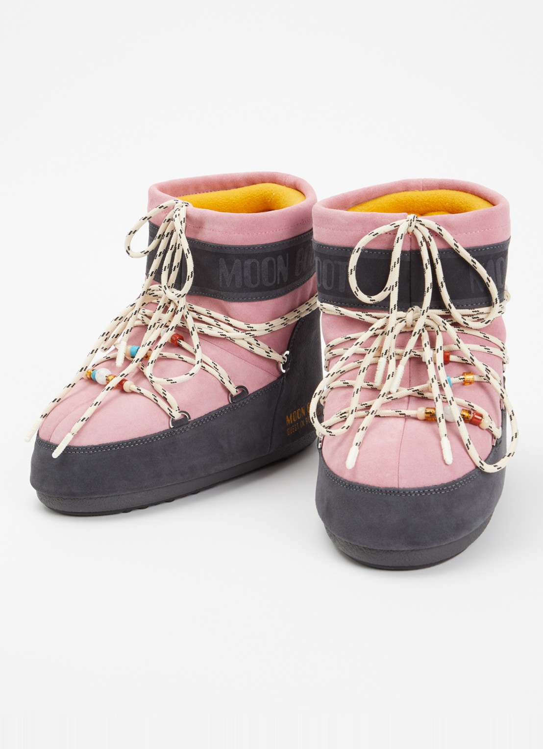 Moon Boot Icon Low snowboot van suède met kralendecoratie - detail 2 roze
