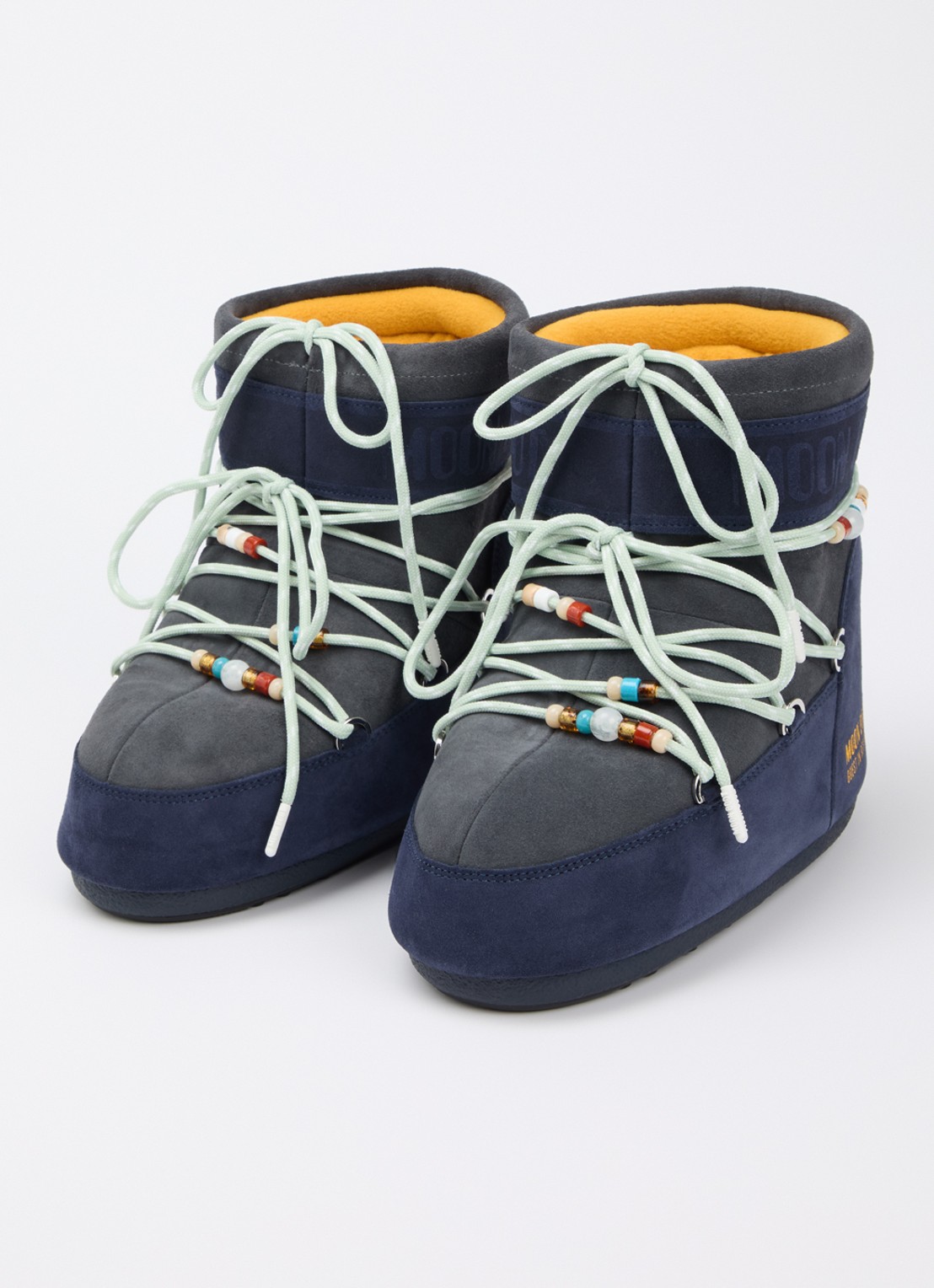 Moon Boot Icon Low snowboot van suède met kralendecoratie - detail 3 donkerblauw