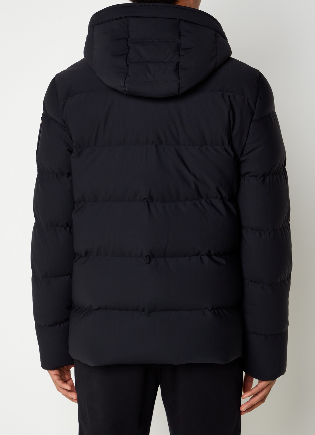 Moose Knuckles Gold Skillman puffer jack met donsvulling en afneembare capuchon - achterkant zwart