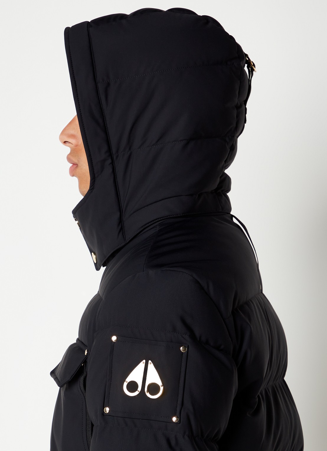 Moose Knuckles Gold Skillman puffer jack met donsvulling en afneembare capuchon - detail 3 zwart