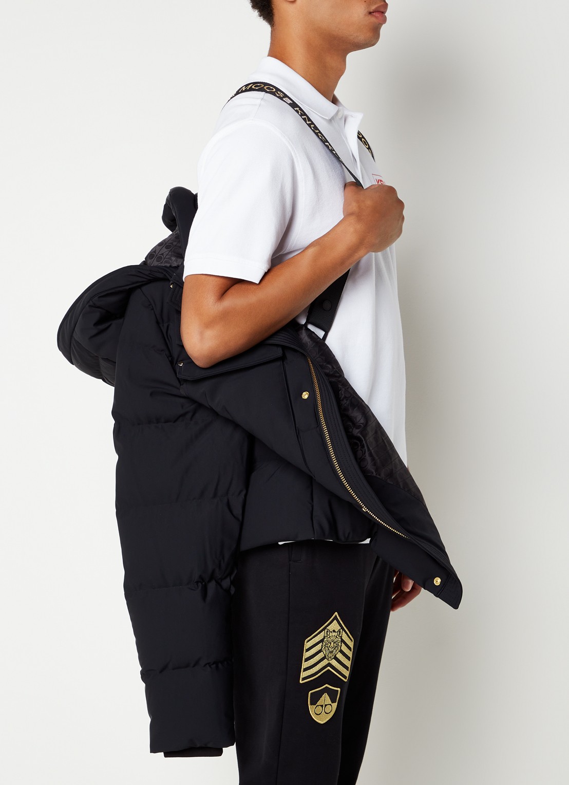 Moose Knuckles Gold Skillman puffer jack met donsvulling en afneembare capuchon - detail 4 zwart