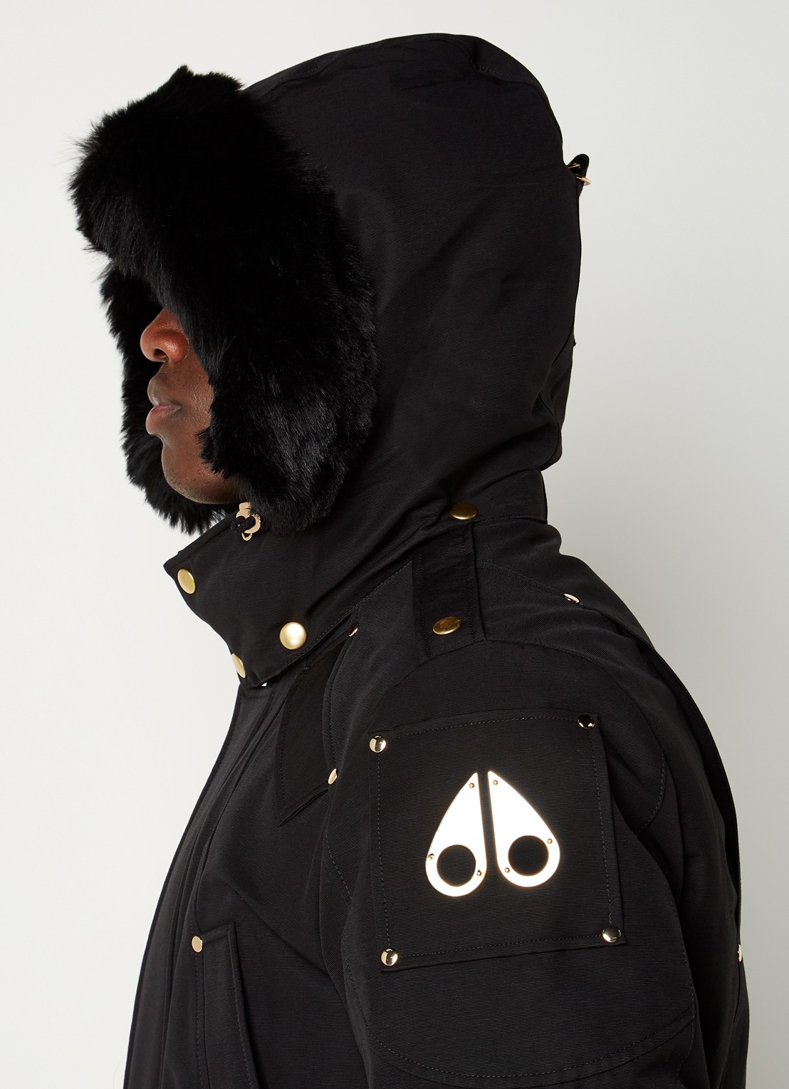 Moose Knuckles Gold Stag Lake parka met donsvulling en afneembare capuchon - detail 3 zwart