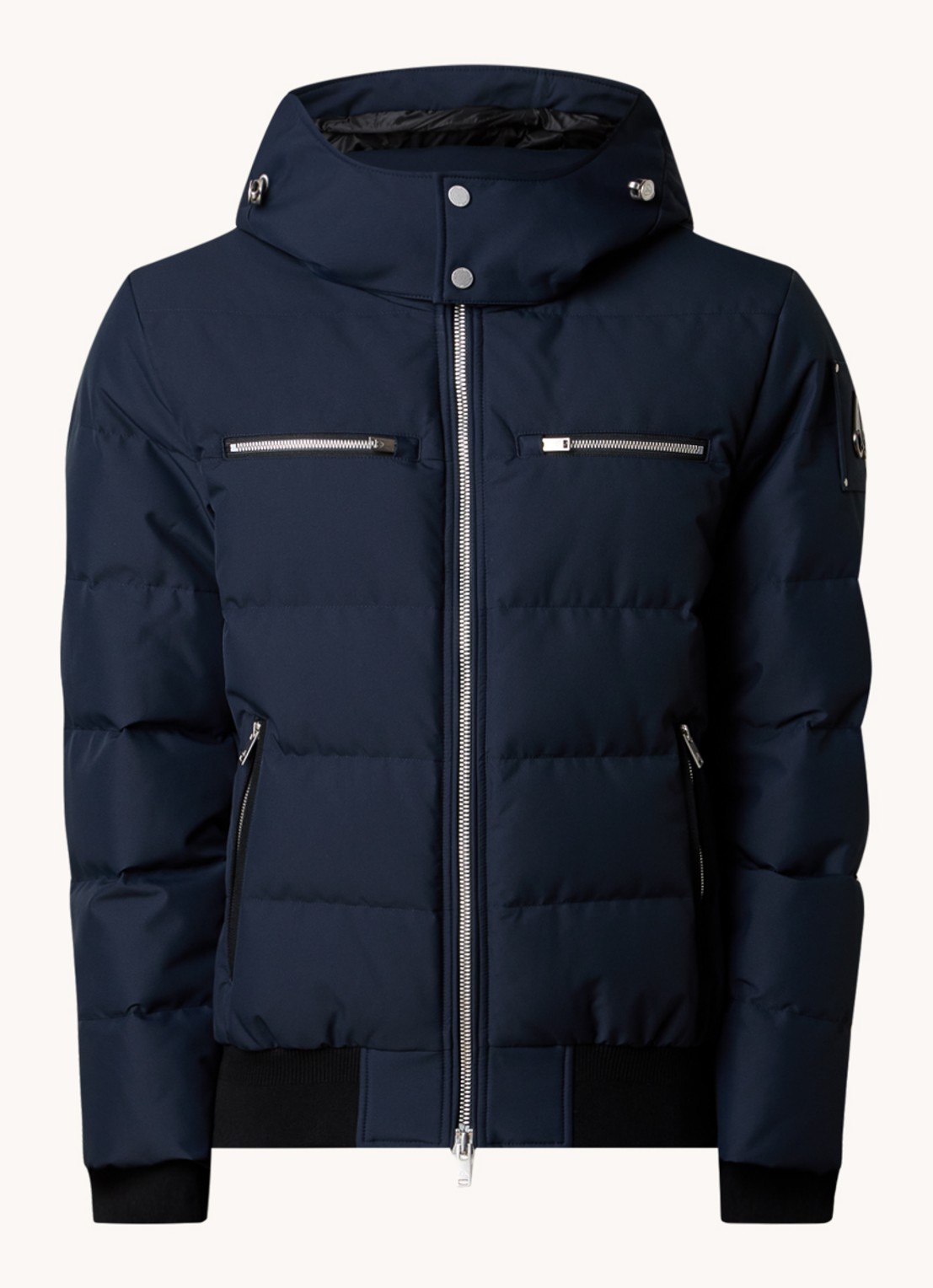 Moose Knuckles Puffer jas met donsvulling en ritszakken - voorkant 5 donkerblauw