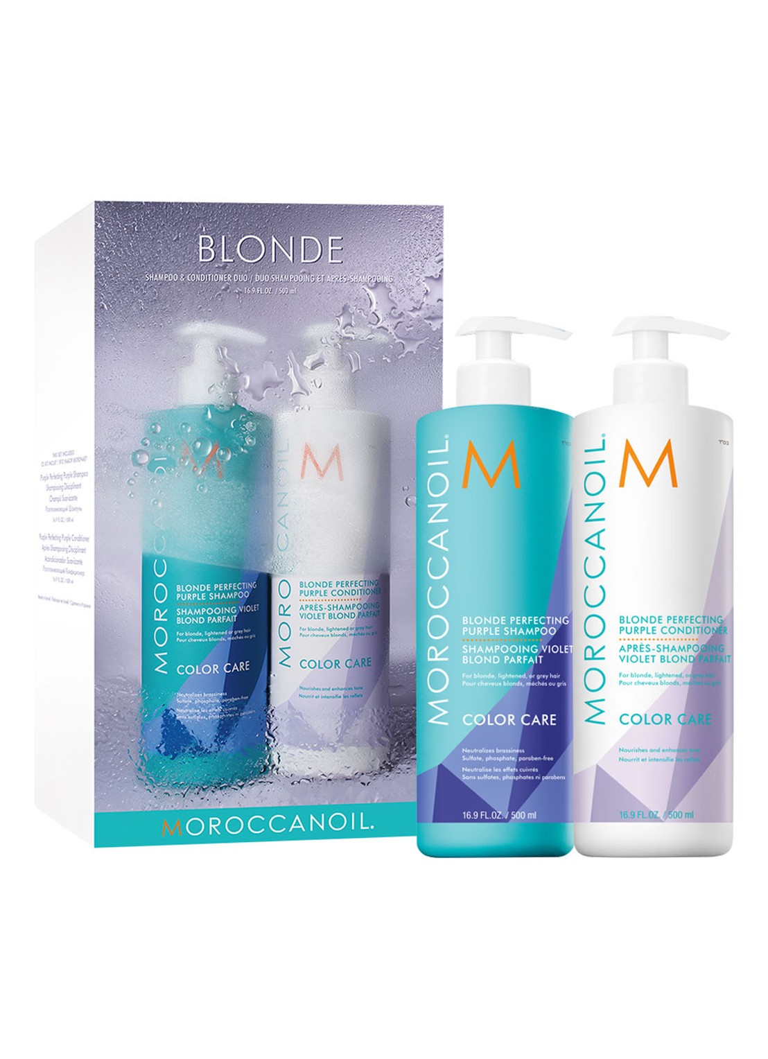 Moroccanoil Blonde Perfecting Purple Duo - haarverzorgingsset - voorkant undefined