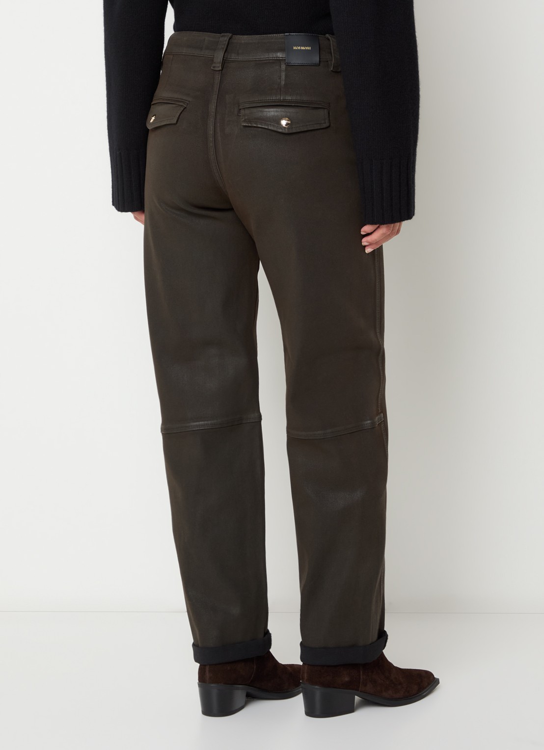 Mos Mosh Aymen low waist straight leg jeans met gekleurde wassing - achterkant donkerbruin