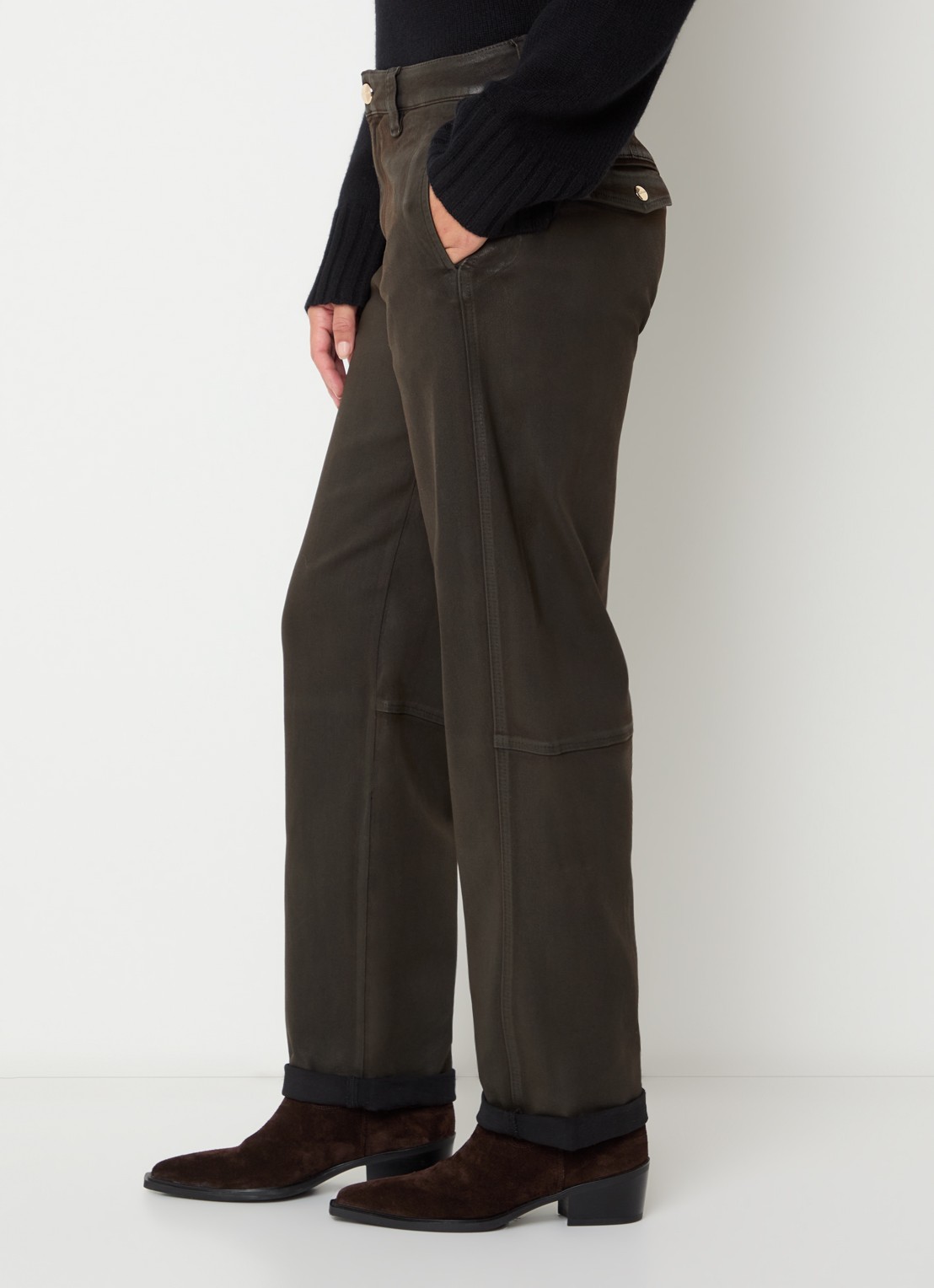 Mos Mosh Aymen low waist straight leg jeans met gekleurde wassing - detail 5 donkerbruin