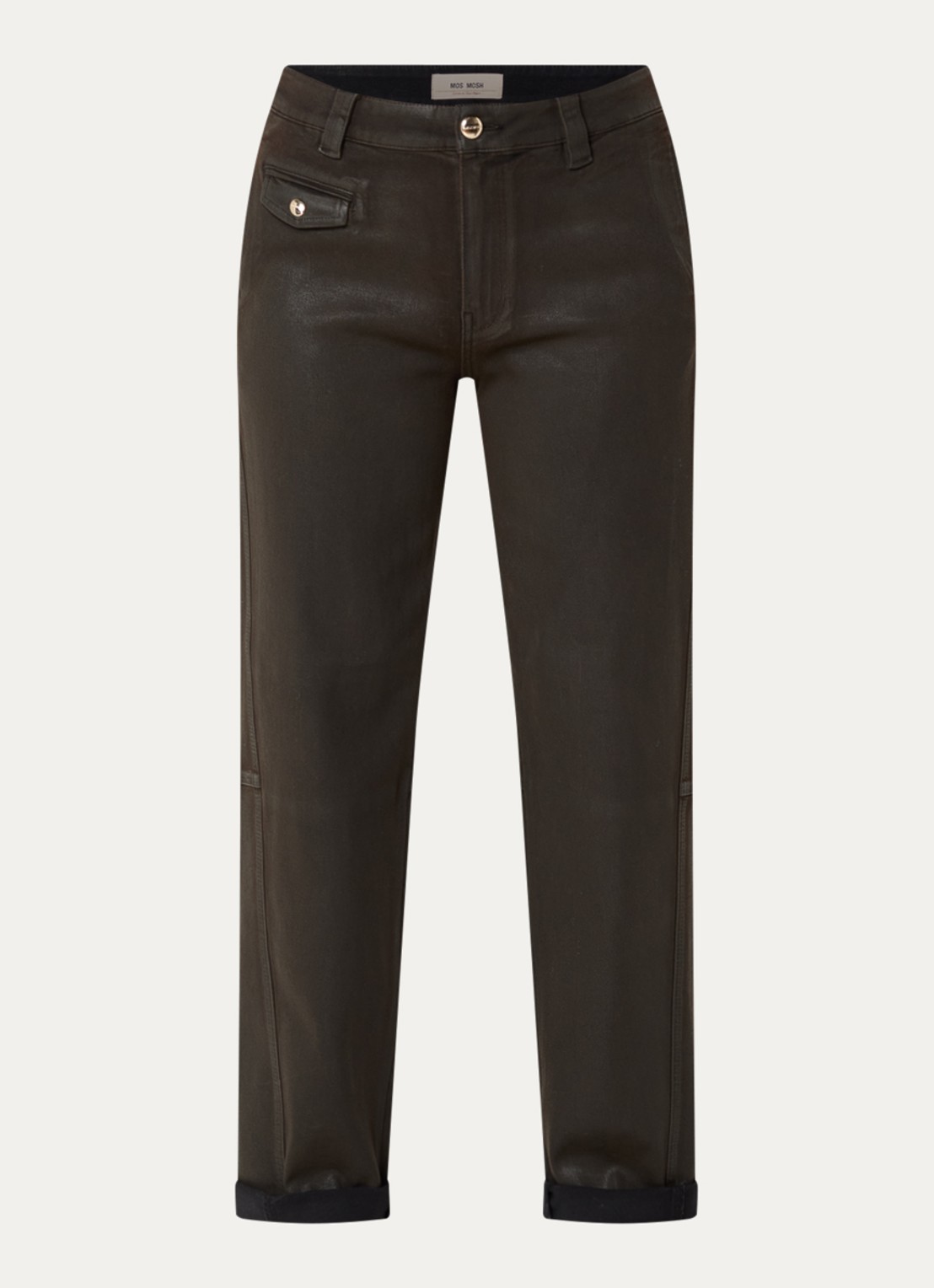 Mos Mosh Aymen low waist straight leg jeans met gekleurde wassing - voorkant 2 donkerbruin