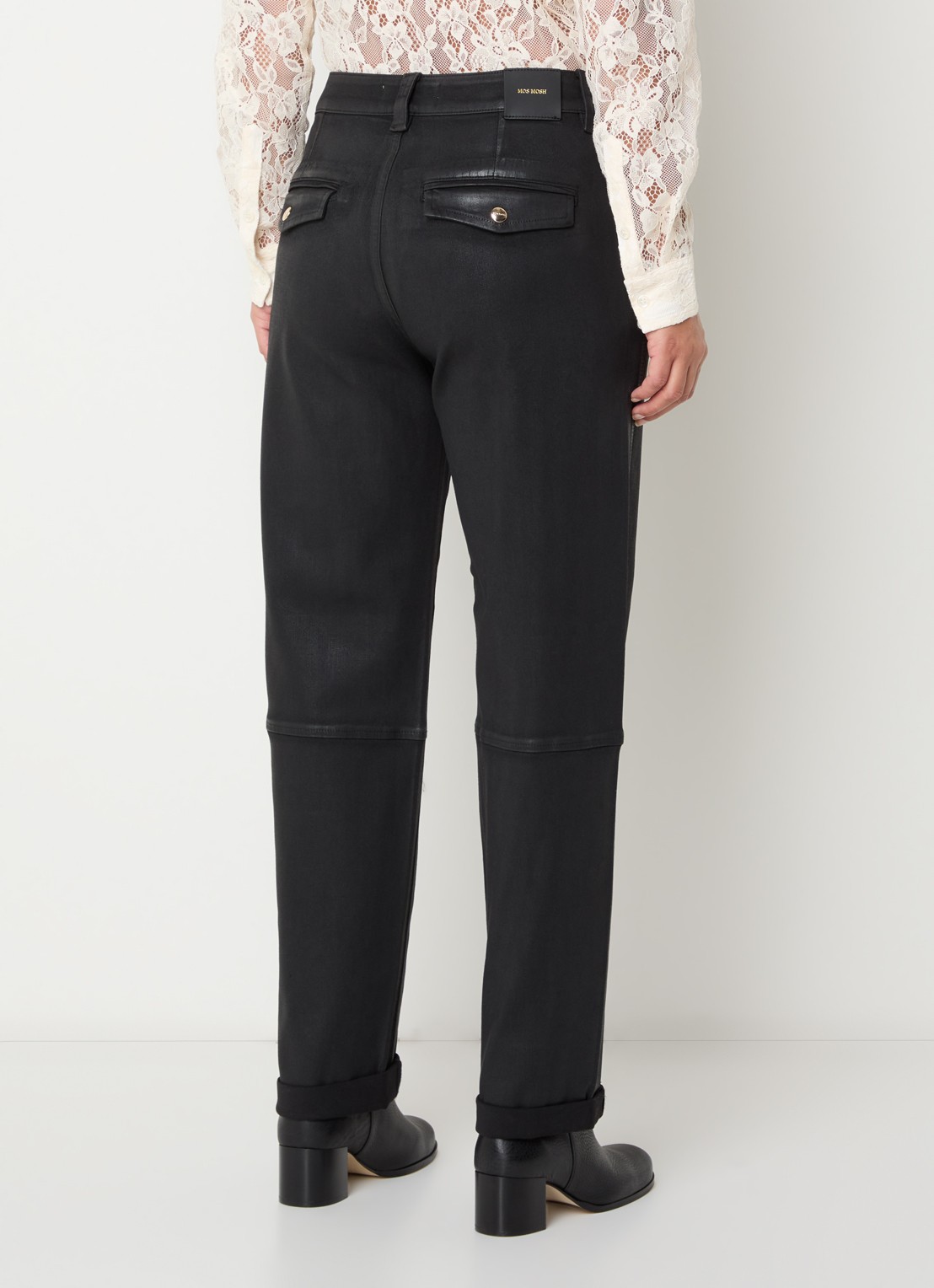 Mos Mosh Aymen low waist straight leg jeans met gekleurde wassing - achterkant 5 zwart