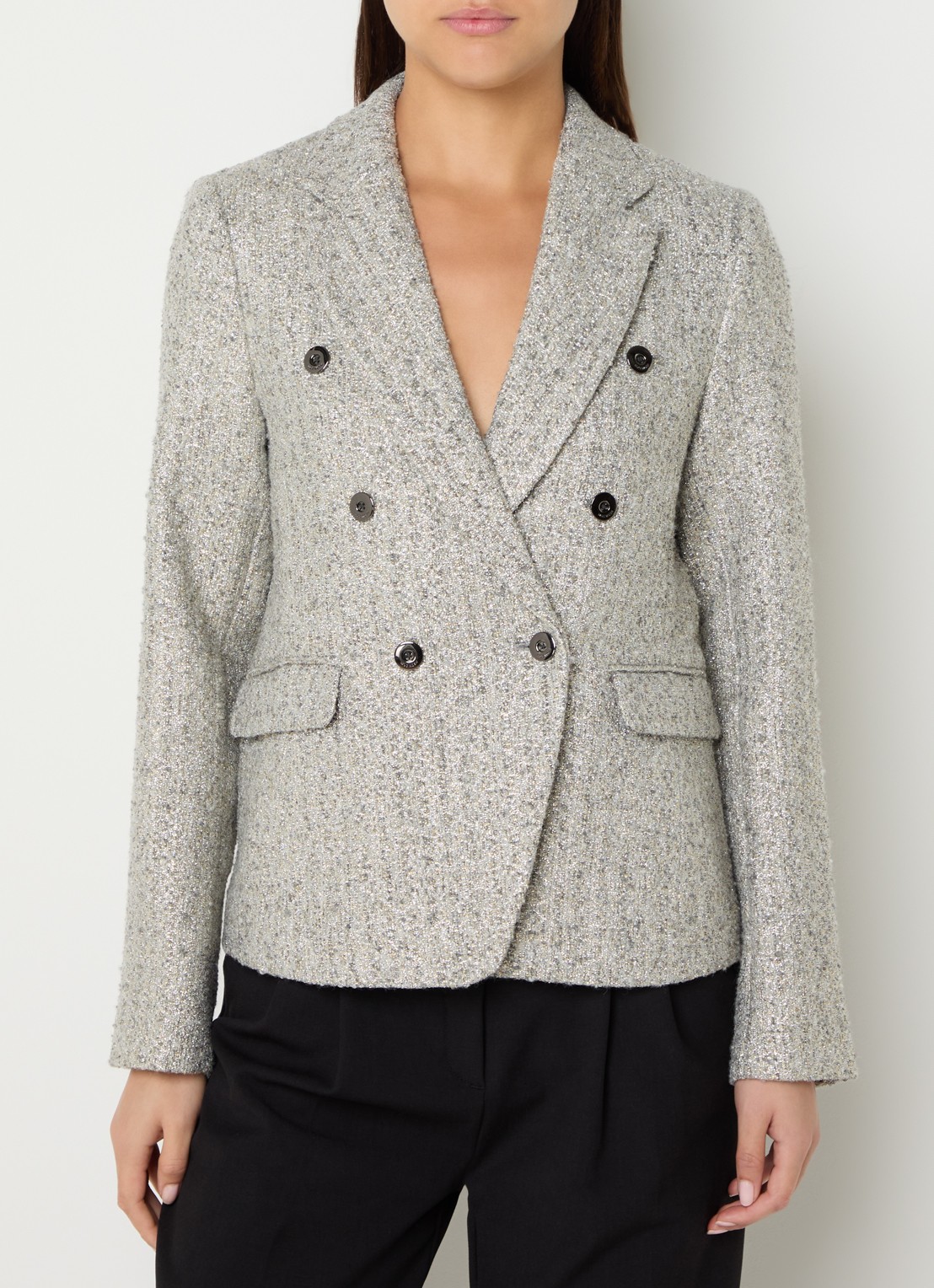 Mos Mosh Belize blazer met klepzakken - detail grijs