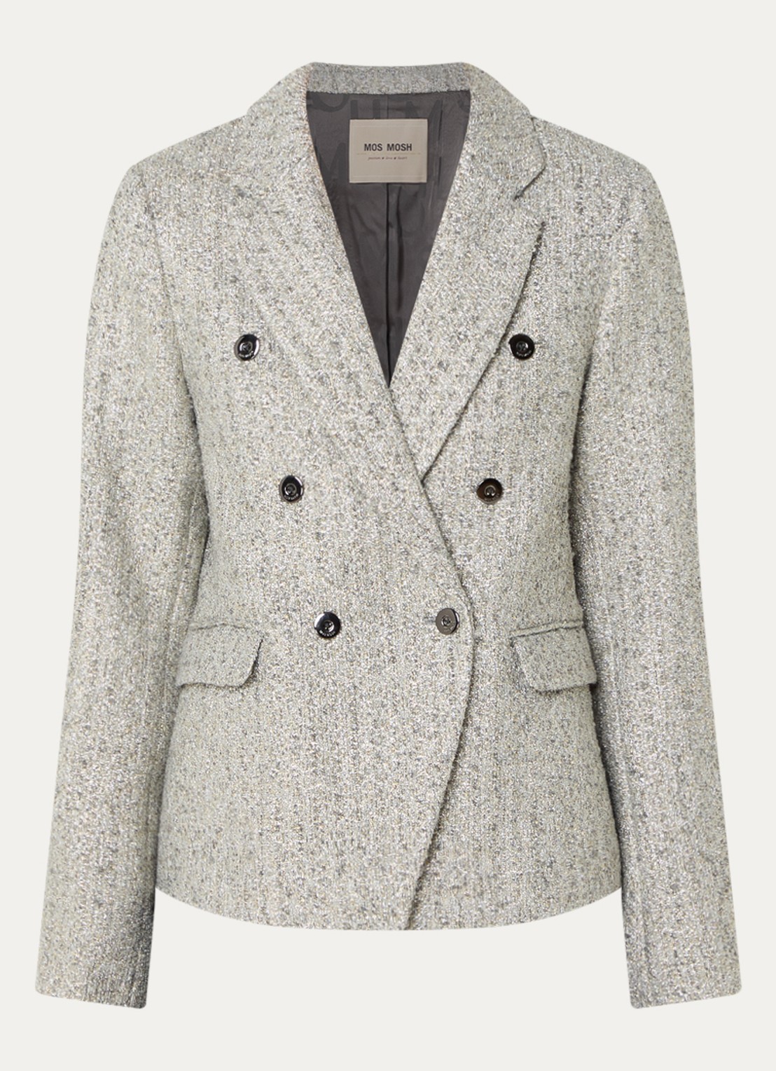 Mos Mosh Belize blazer met klepzakken - voorkant 2 grijs