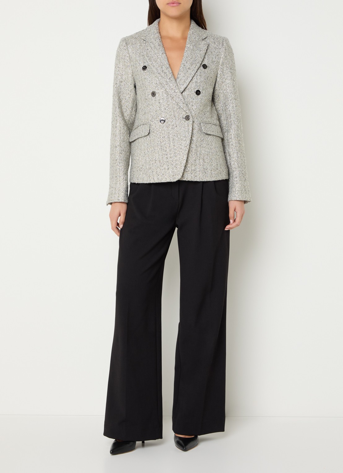 Mos Mosh Belize blazer met klepzakken - voorkant 3 grijs