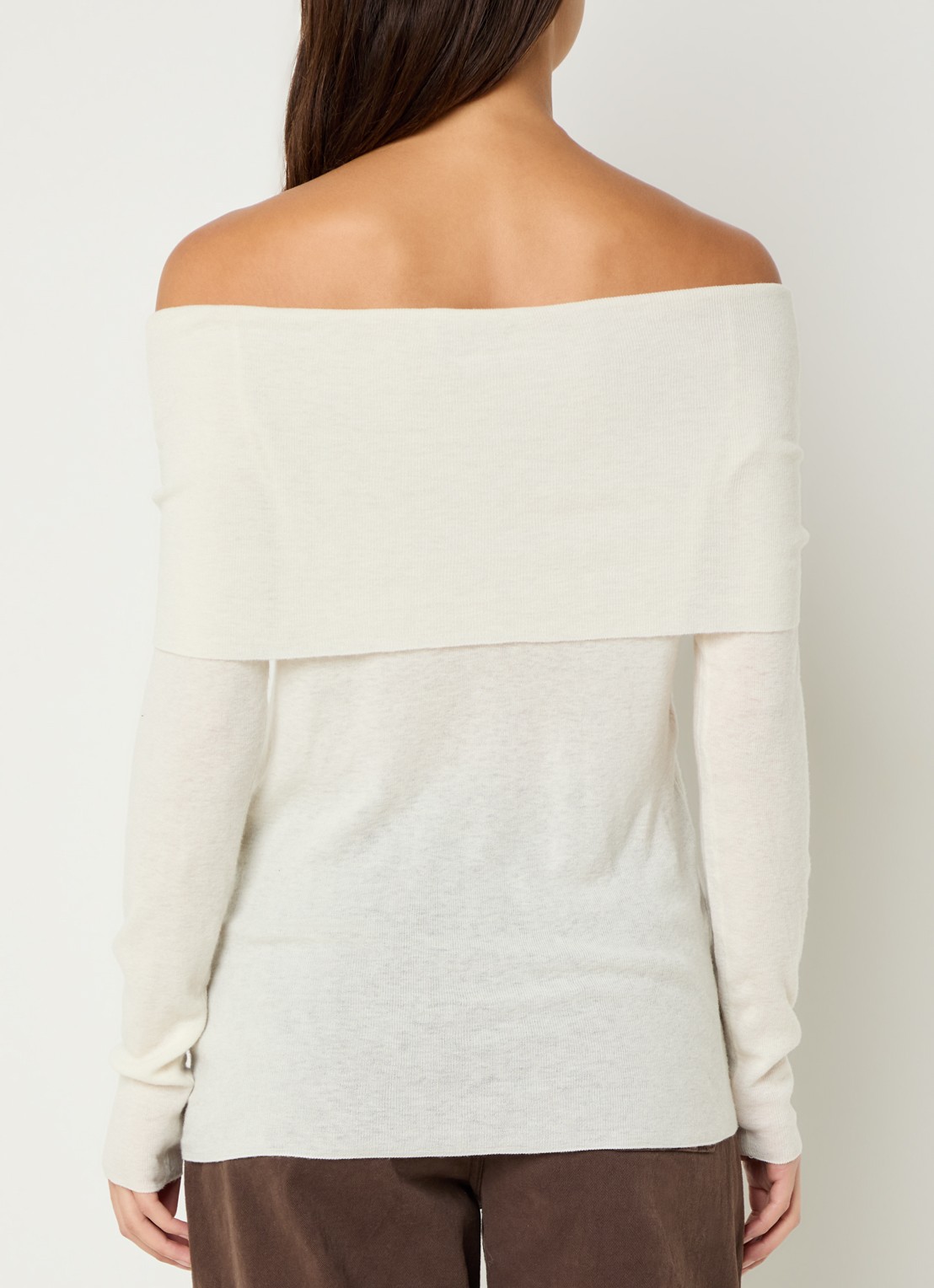 Mos Mosh Bouch off shoulder top van wol - achterkant ivoor