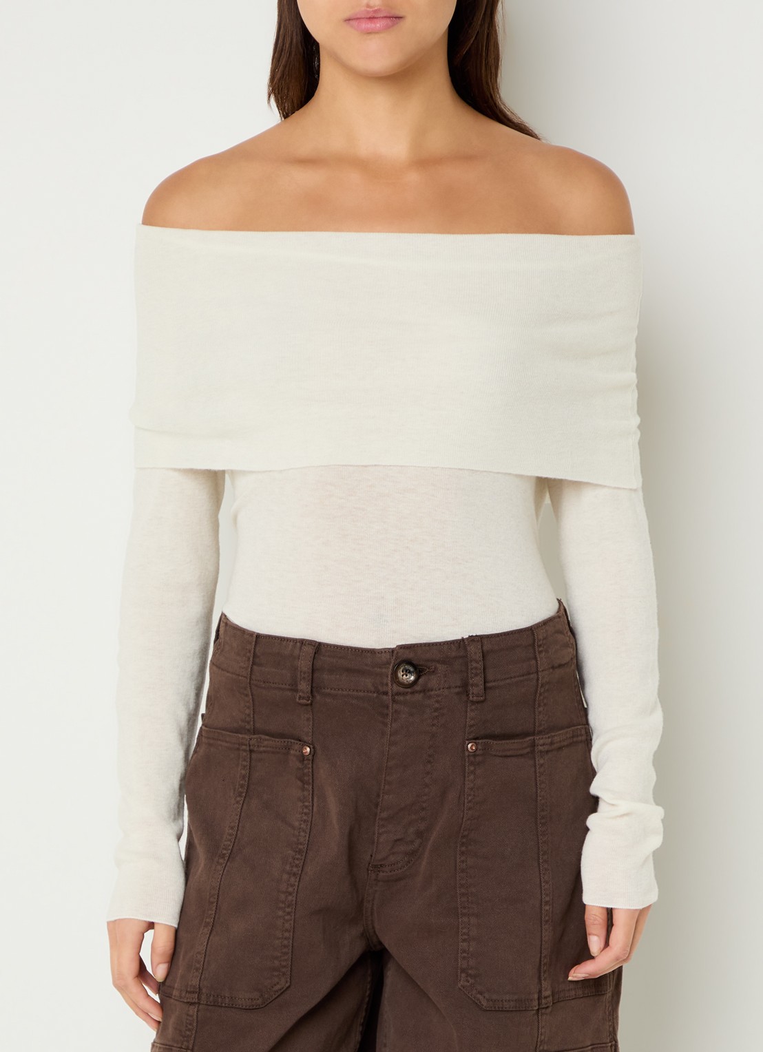 Mos Mosh Bouch off shoulder top van wol - detail 2 ivoor