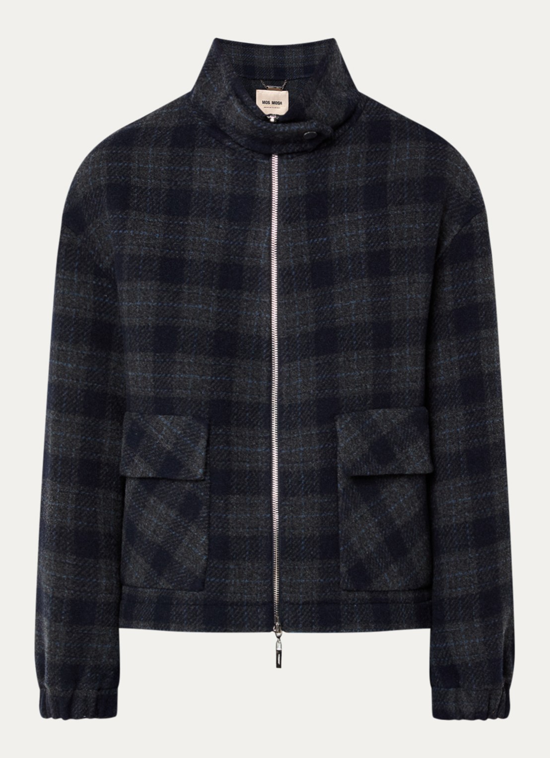Mos Mosh Camille jack in wolblend met klepzakken - voorkant donkerblauw