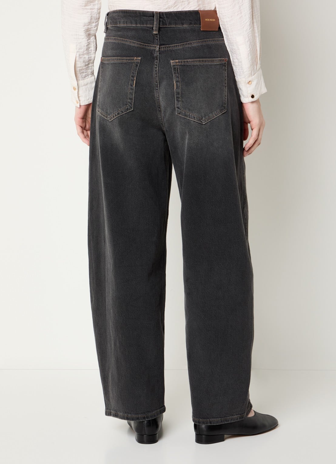 Mos Mosh Cindy high waist wide fit jeans met gekleurde wassing - achterkant 3 grijs