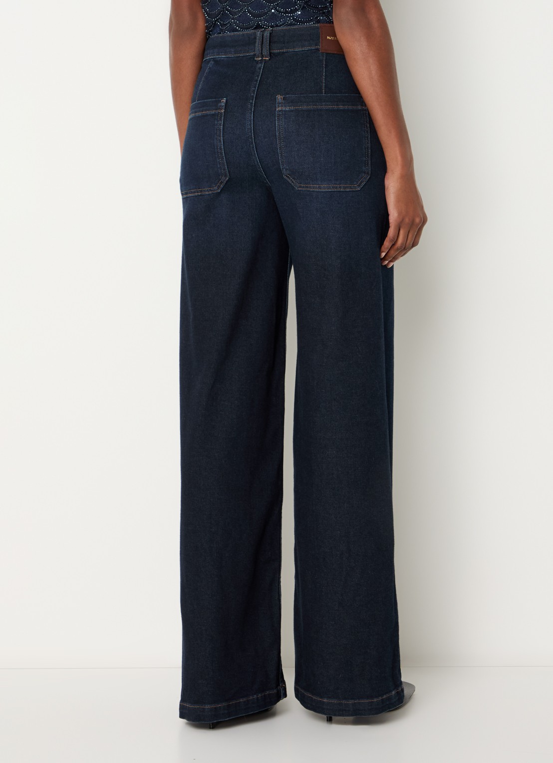 Mos Mosh Colette high waist flared jeans met donkere wassing - achterkant indigo