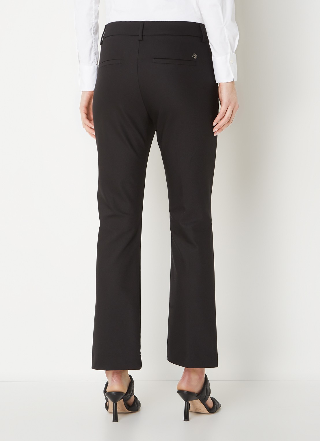 MOS MOSH Ellen high waist straight fit pantalon met steekzakken  - achterkant 3 zwart