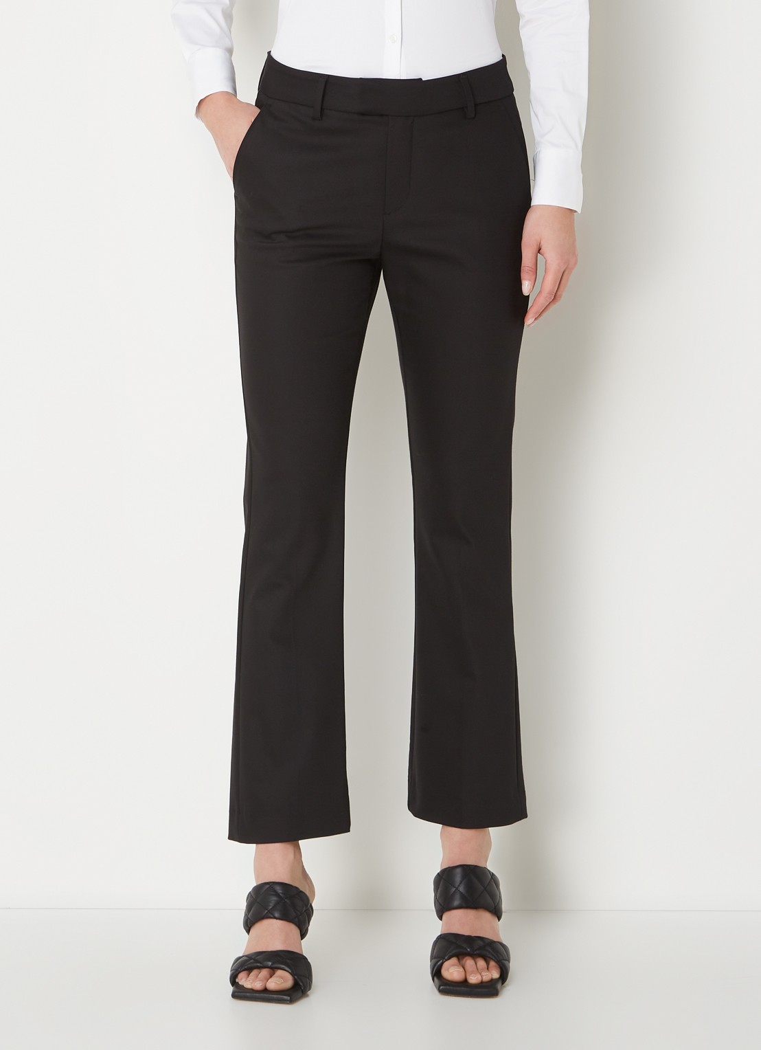 MOS MOSH Ellen high waist straight fit pantalon met steekzakken  - detail 4 zwart
