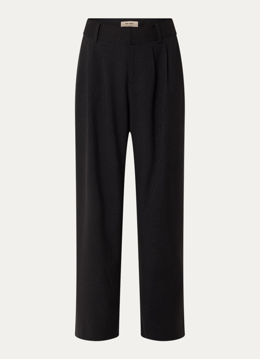 Mos Mosh Evie high waist wide fit pantalon met lurex - voorkant 2 zwart