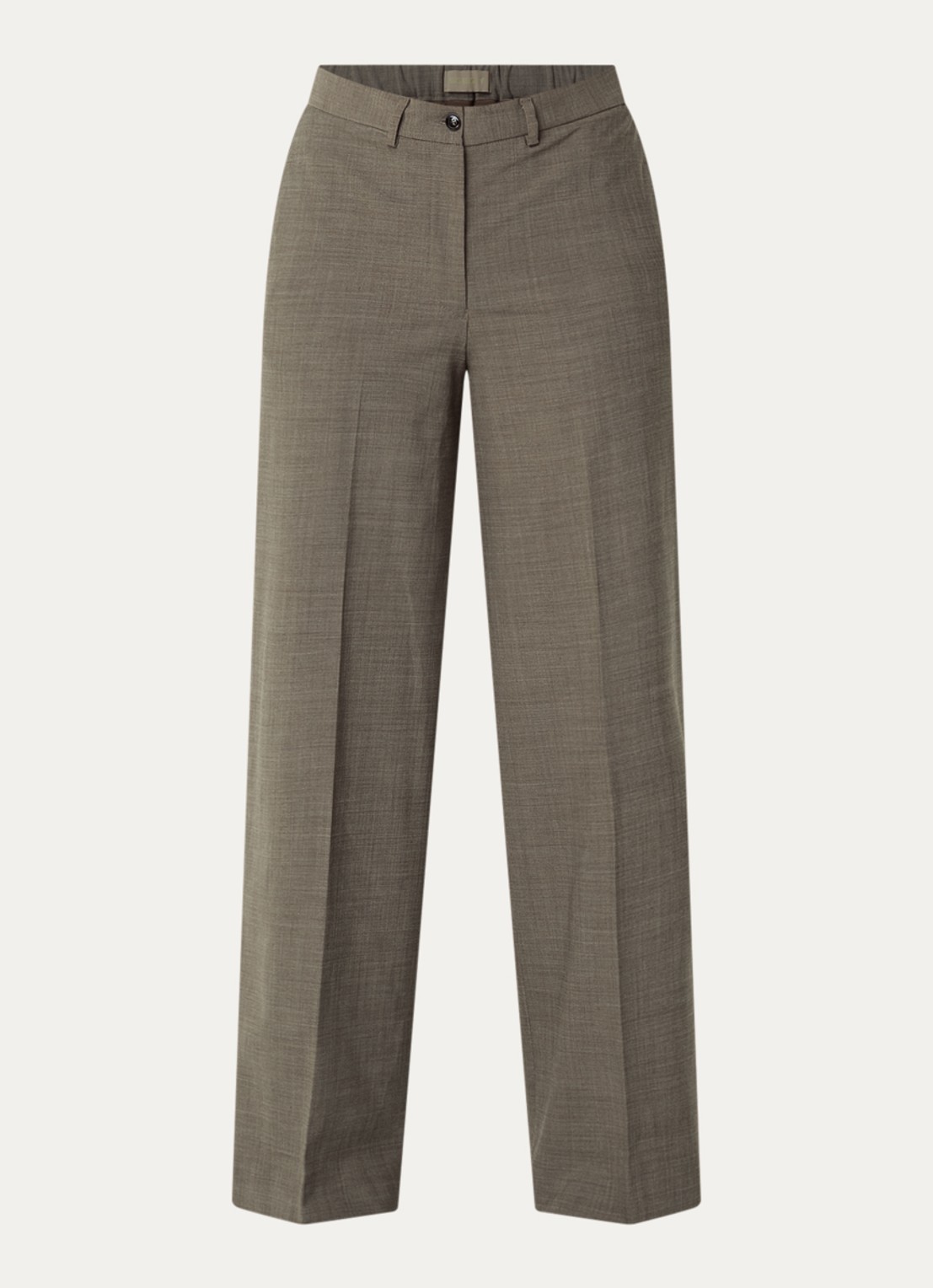 Mos Mosh Haley mid waist wide fit pantalon met steekzakken - voorkant 3 lichtbruin