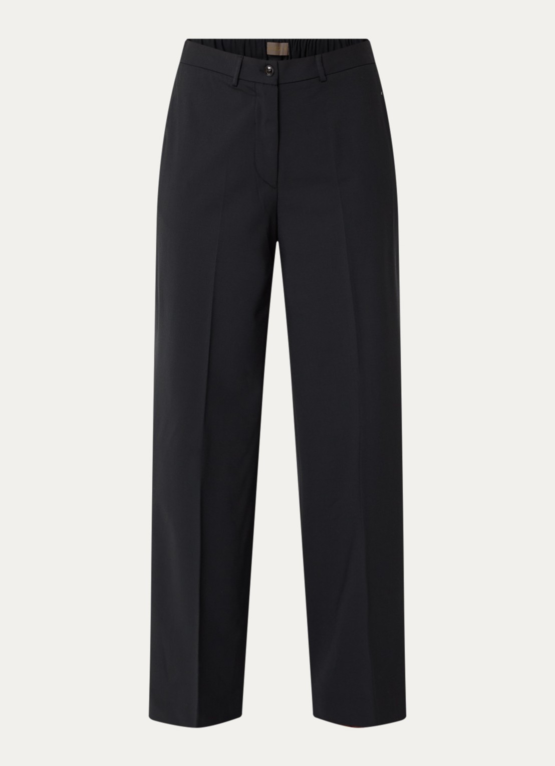 Mos Mosh Haley mid waist wide fit pantalon met steekzakken - voorkant 2 zwart