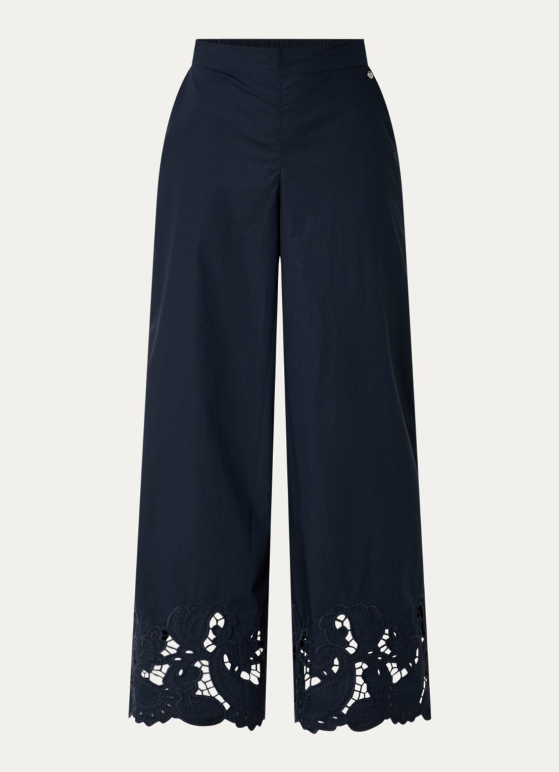 Mos Mosh Heime high waist wide fit broek met steekzakken - voorkant 3 donkerblauw