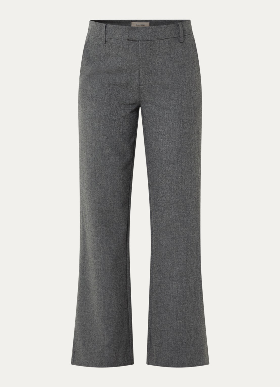 Mos Mosh Helvig mid waist straight fit broek met steekzakken - voorkant 2 grijsmele