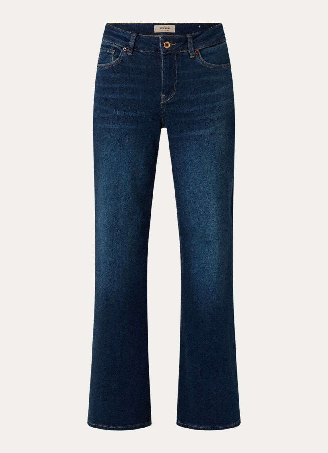 Mos Mosh High waist wide leg jeans met donkere wassing - voorkant 4 indigo
