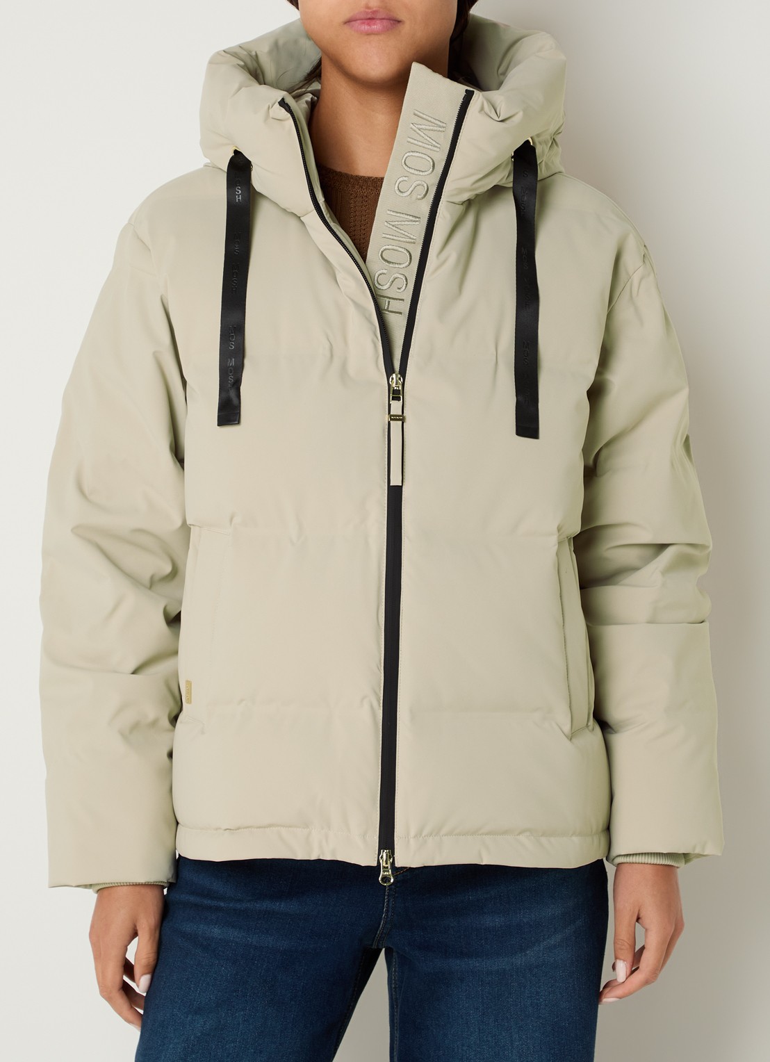 Mos Mosh Jilly puffer jack met donsvulling en steekzakken - detail 4 creme