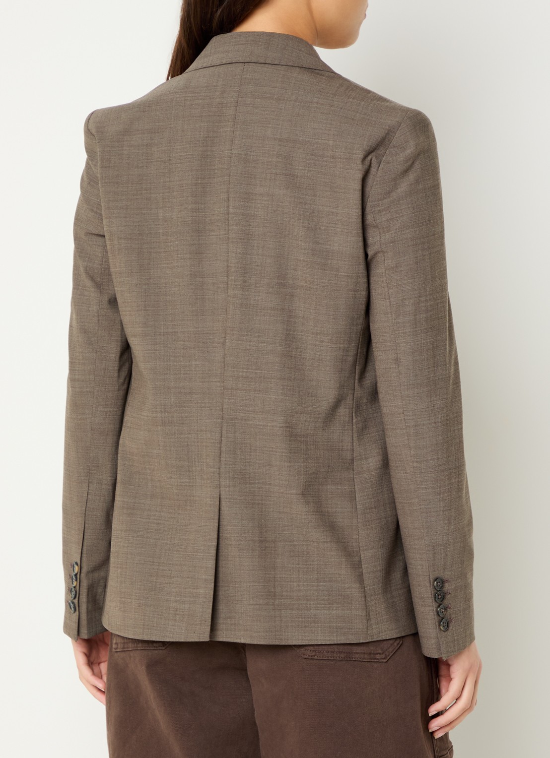 Mos Mosh Lucey blazer in wolblend met klepzakken - achterkant lichtbruin