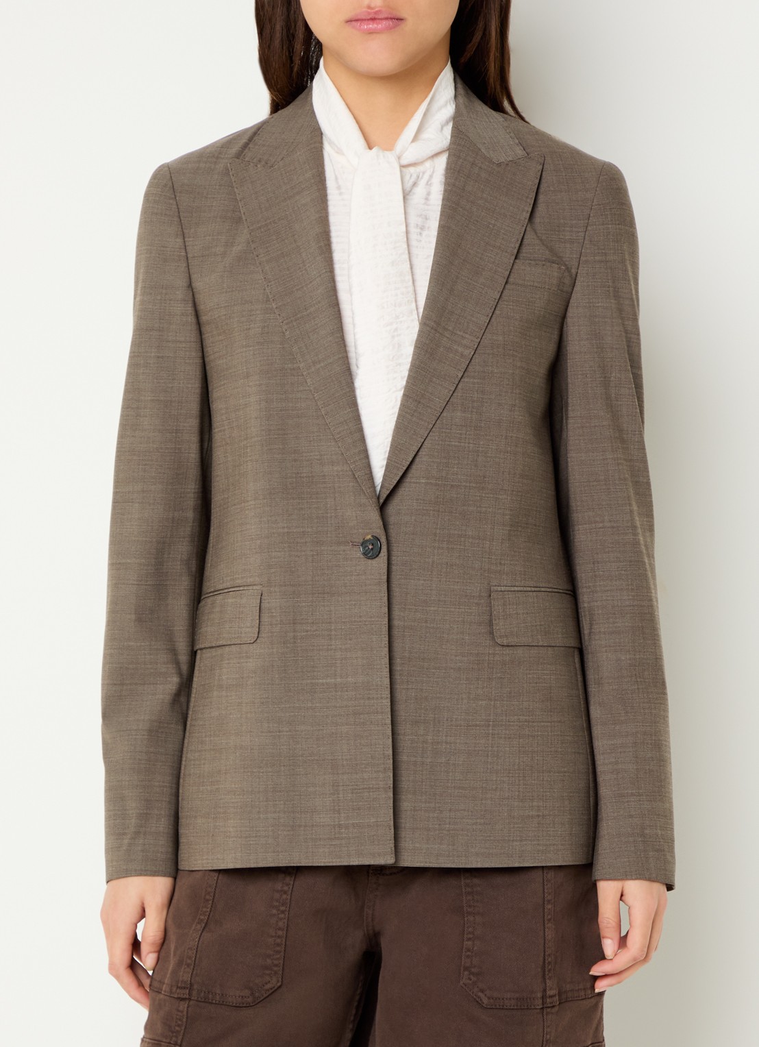 Mos Mosh Lucey blazer in wolblend met klepzakken - detail 2 lichtbruin
