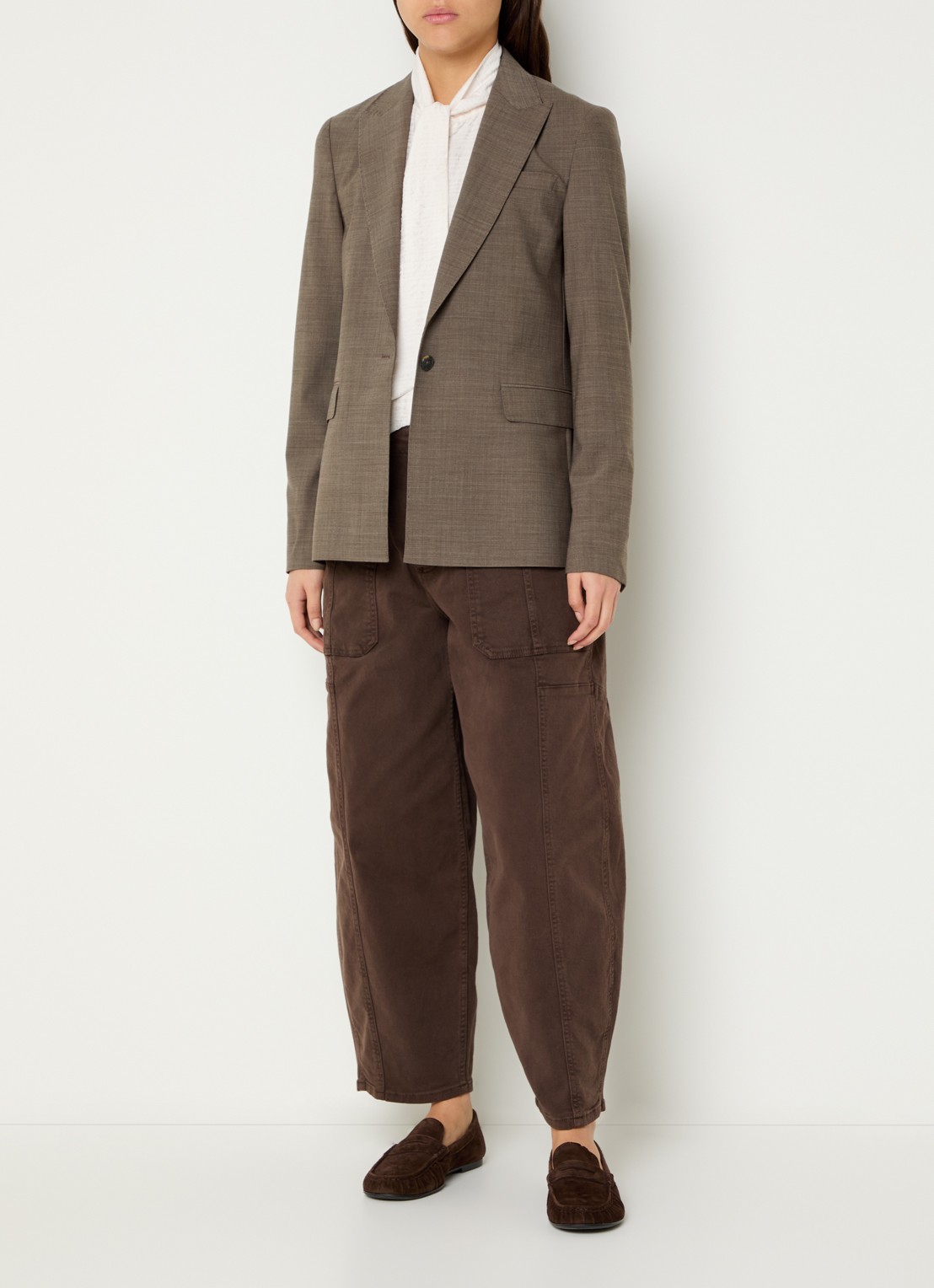Mos Mosh Lucey blazer in wolblend met klepzakken - voorkant 4 lichtbruin