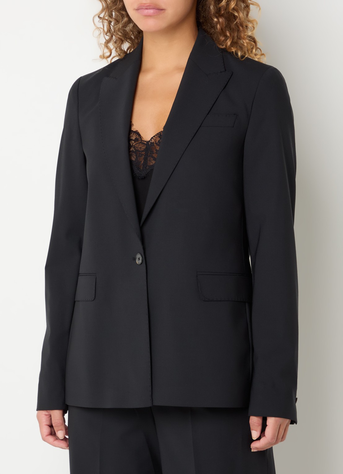 Mos Mosh Lucey blazer in wolblend met klepzakken - detail 3 zwart