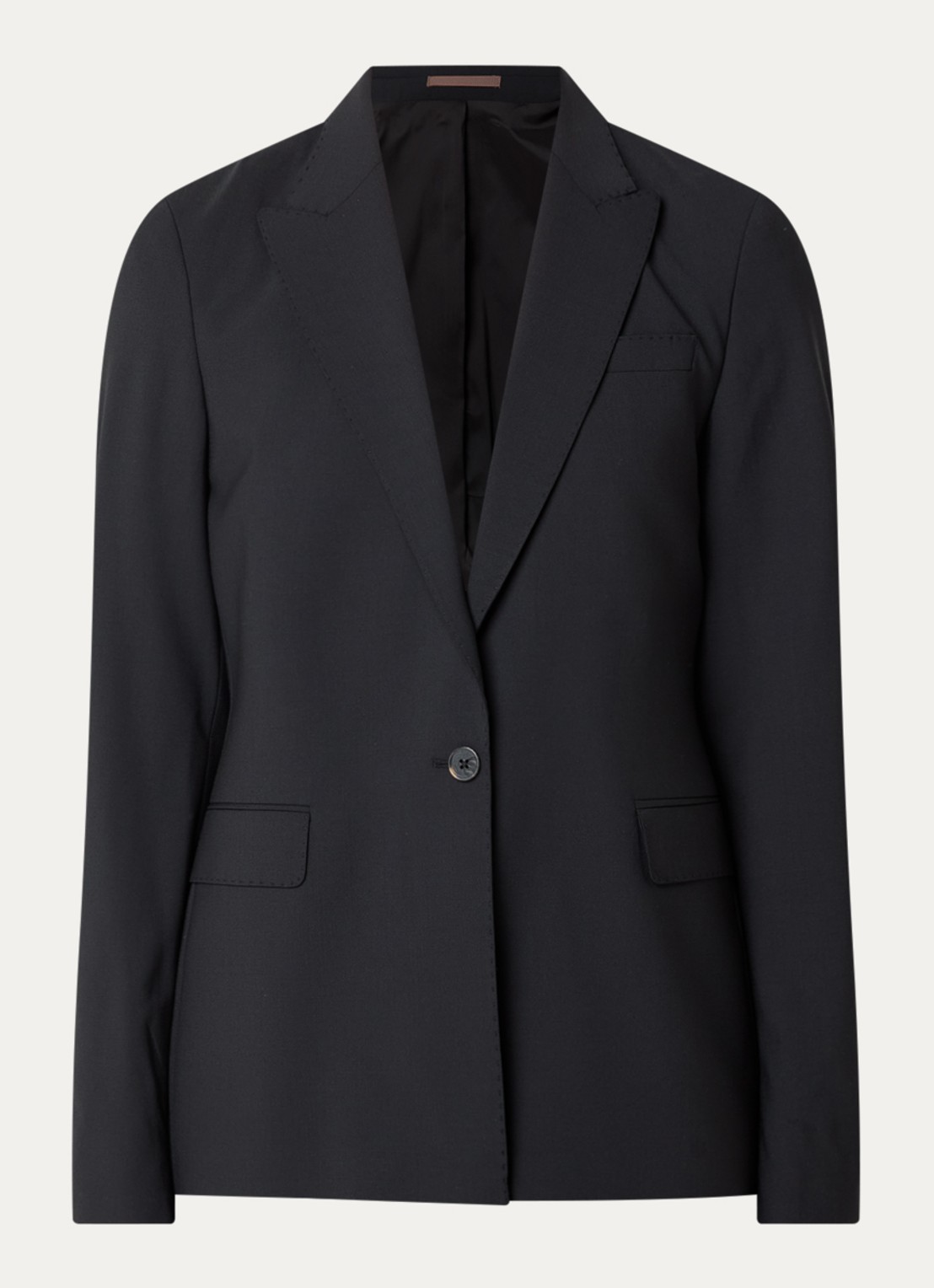 Mos Mosh Lucey blazer in wolblend met klepzakken - voorkant zwart