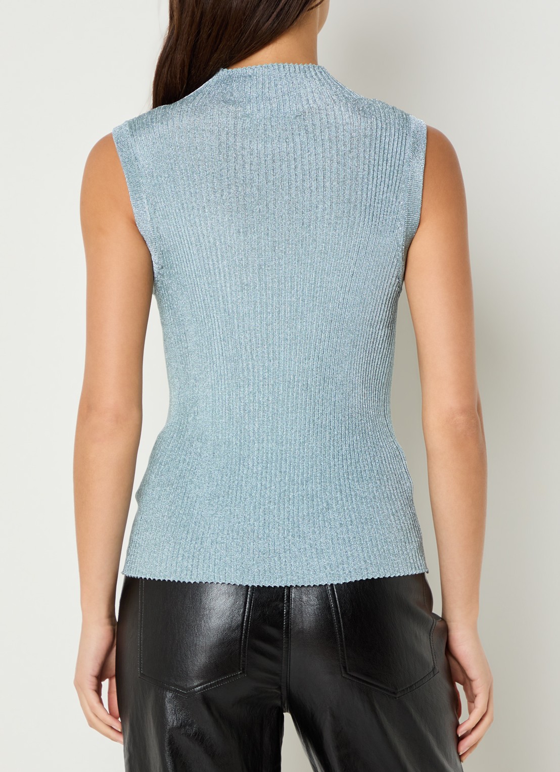 Mos Mosh Manja tanktop met strass - achterkant blauwgrijs