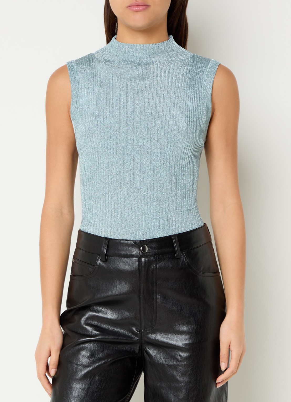 Mos Mosh Manja tanktop met strass - detail 2 blauwgrijs
