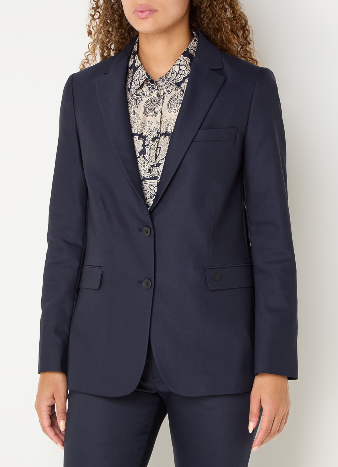 MOS MOSH Mary blazer met klepzakken  - detail donkerblauw