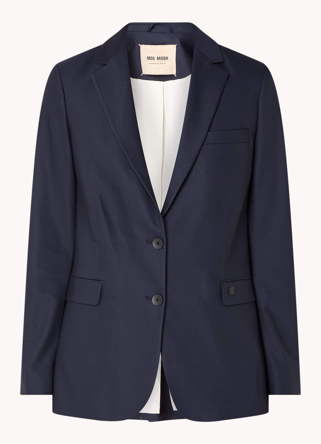 MOS MOSH Mary blazer met klepzakken  - voorkant 4 donkerblauw