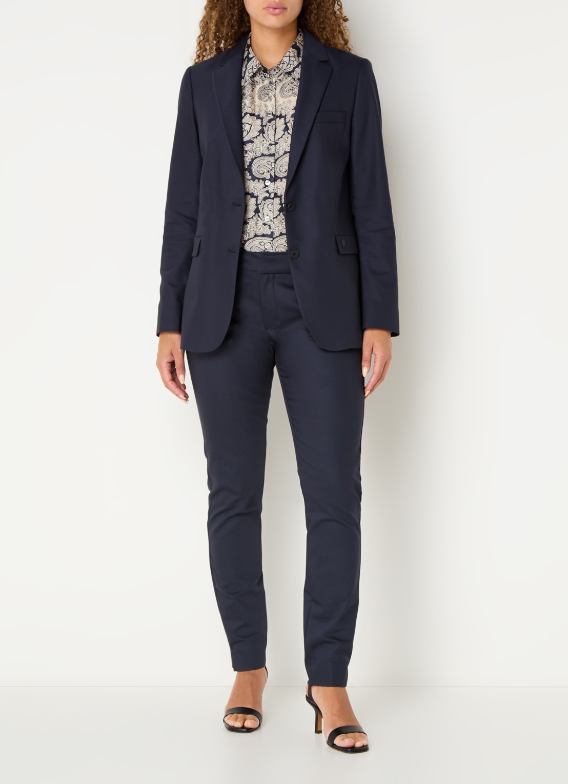 MOS MOSH Mary blazer met klepzakken  - voorkant 5 donkerblauw