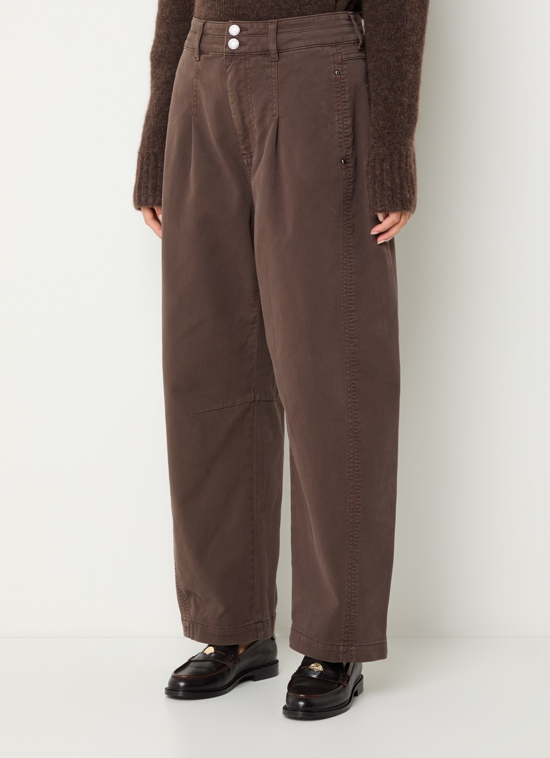 Mos Mosh MM Jahnice Hui mid waist loose fit pantalon - detail 2 bruin