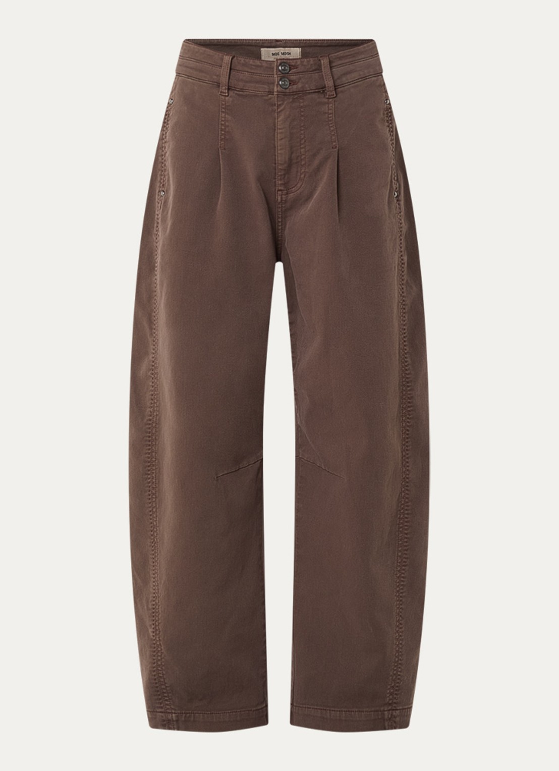 Mos Mosh MM Jahnice Hui mid waist loose fit pantalon - voorkant 3 bruin