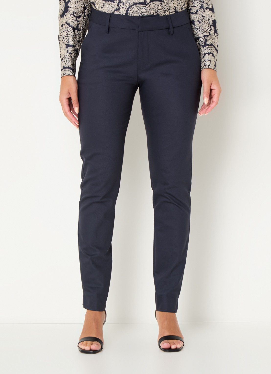 Mos Mosh MMAbbey high waist slim fit pantalon met steekzakken - detail 2 donkerblauw