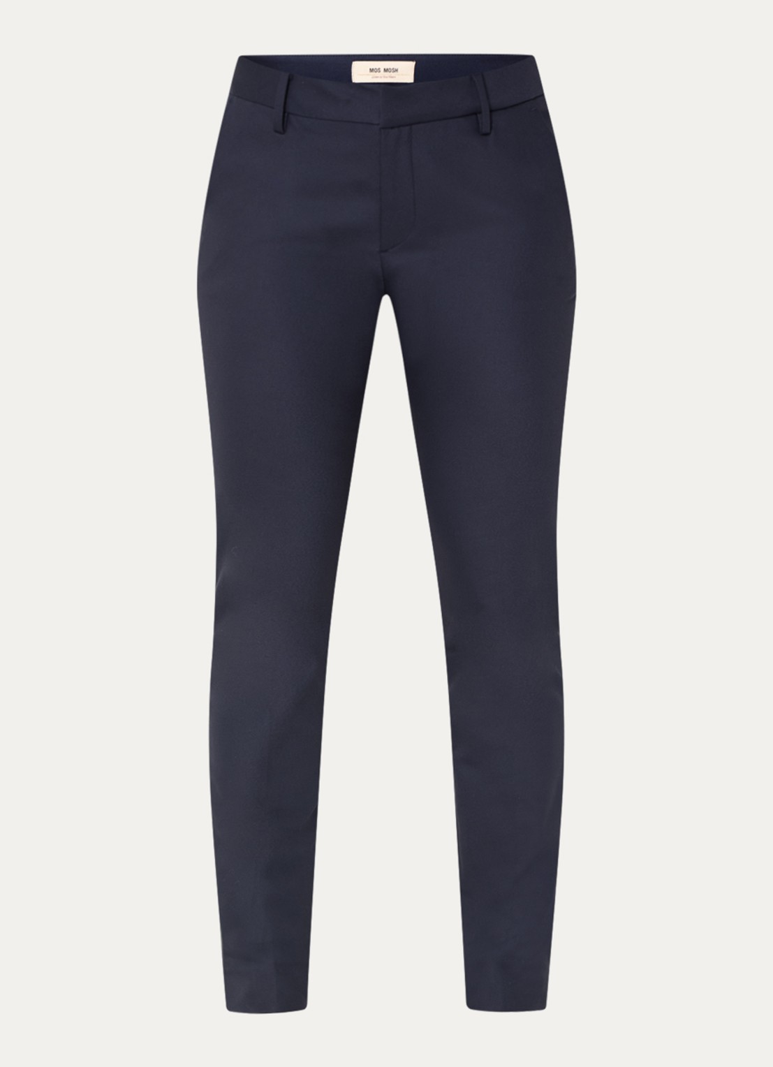 Mos Mosh MMAbbey high waist slim fit pantalon met steekzakken - voorkant 3 donkerblauw