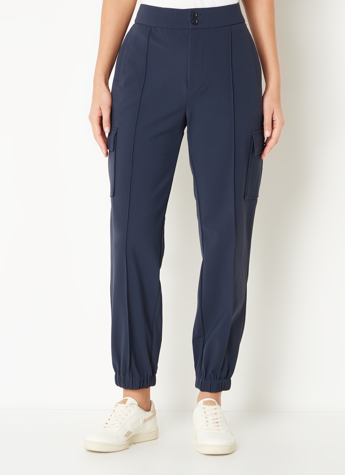 MOS MOSH MMAntina Izzy high waist tapered fit broek - detail 4 donkerblauw
