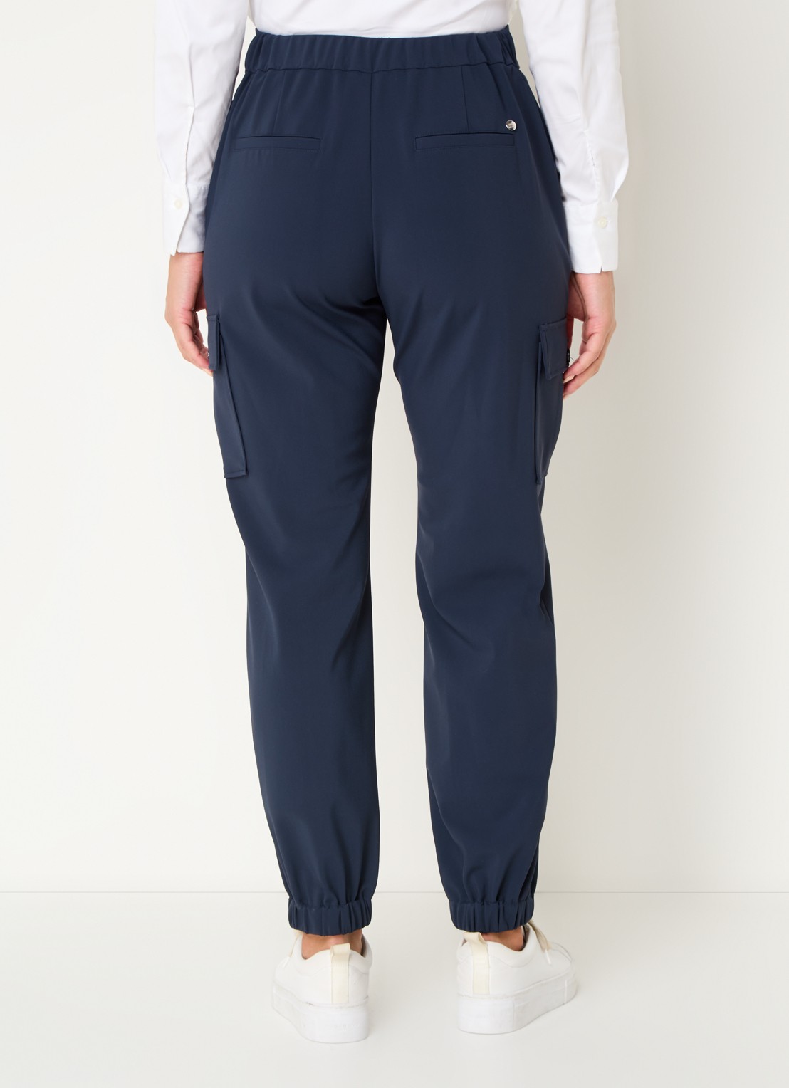 Mos Mosh MMAntina Izzy high waist tapered fit cargobroek met steekzakken - achterkant 4 donkerblauw