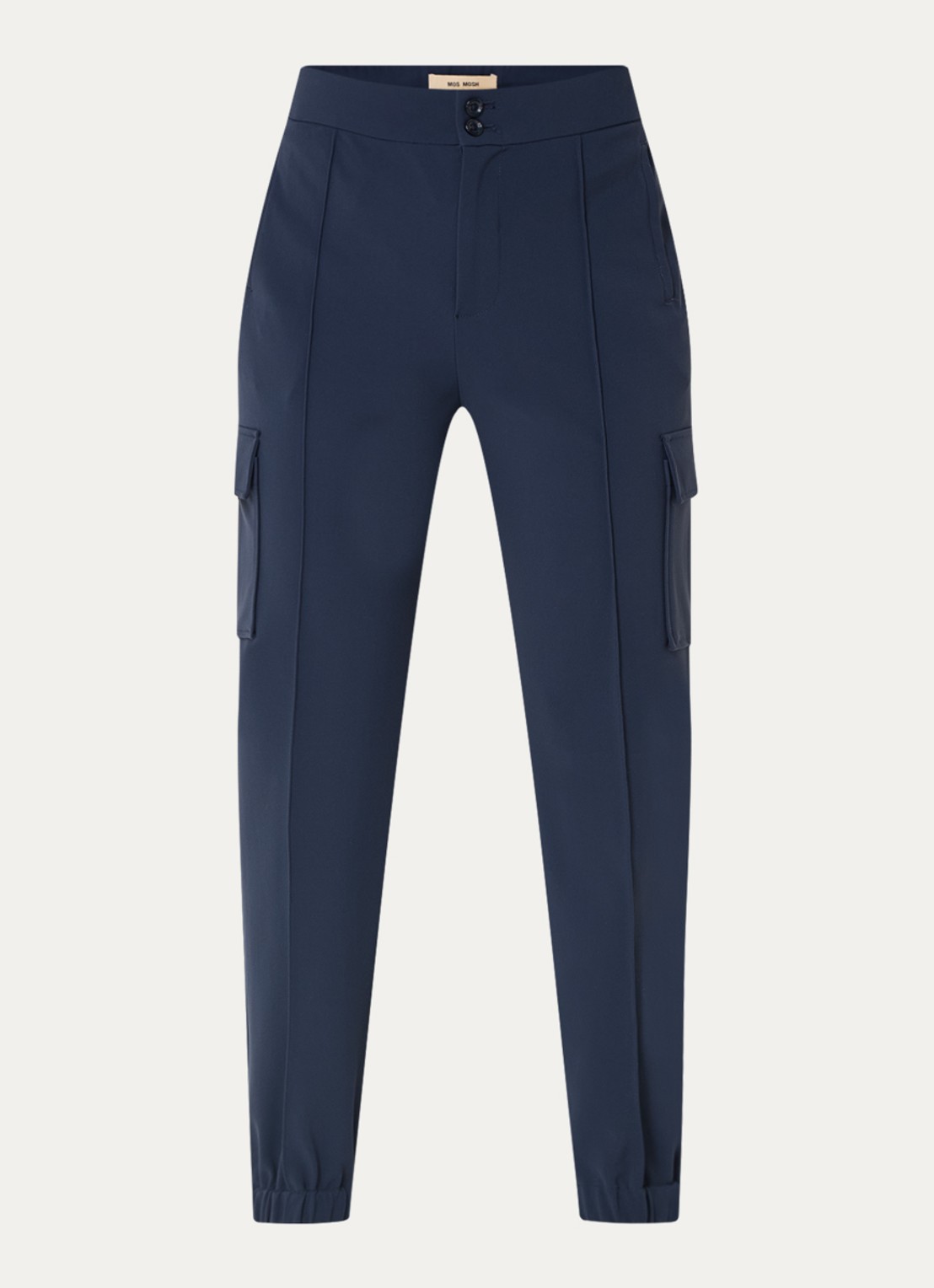 Mos Mosh MMAntina Izzy high waist tapered fit cargobroek met steekzakken - voorkant donkerblauw