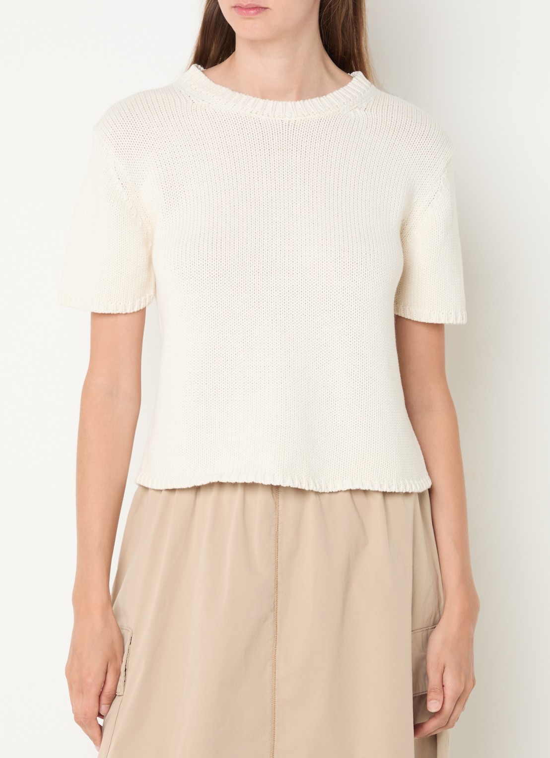 Mos Mosh MMArin grofgebreide top met ronde hals - detail 4 beige